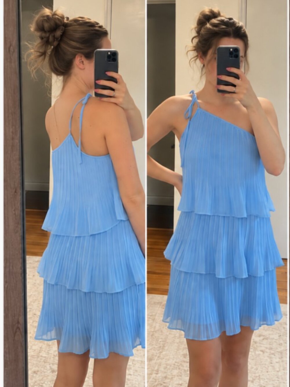 ECDAHICC Women's 2024 Summer Sleeveless Mini Dress Boho One Shoulder Ruffle Tier